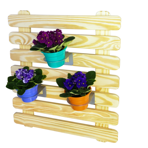 Jardineira vertical De Madeira Pinus 60X60 Com 3x Suportes Para Vasos 13,7cm - 2