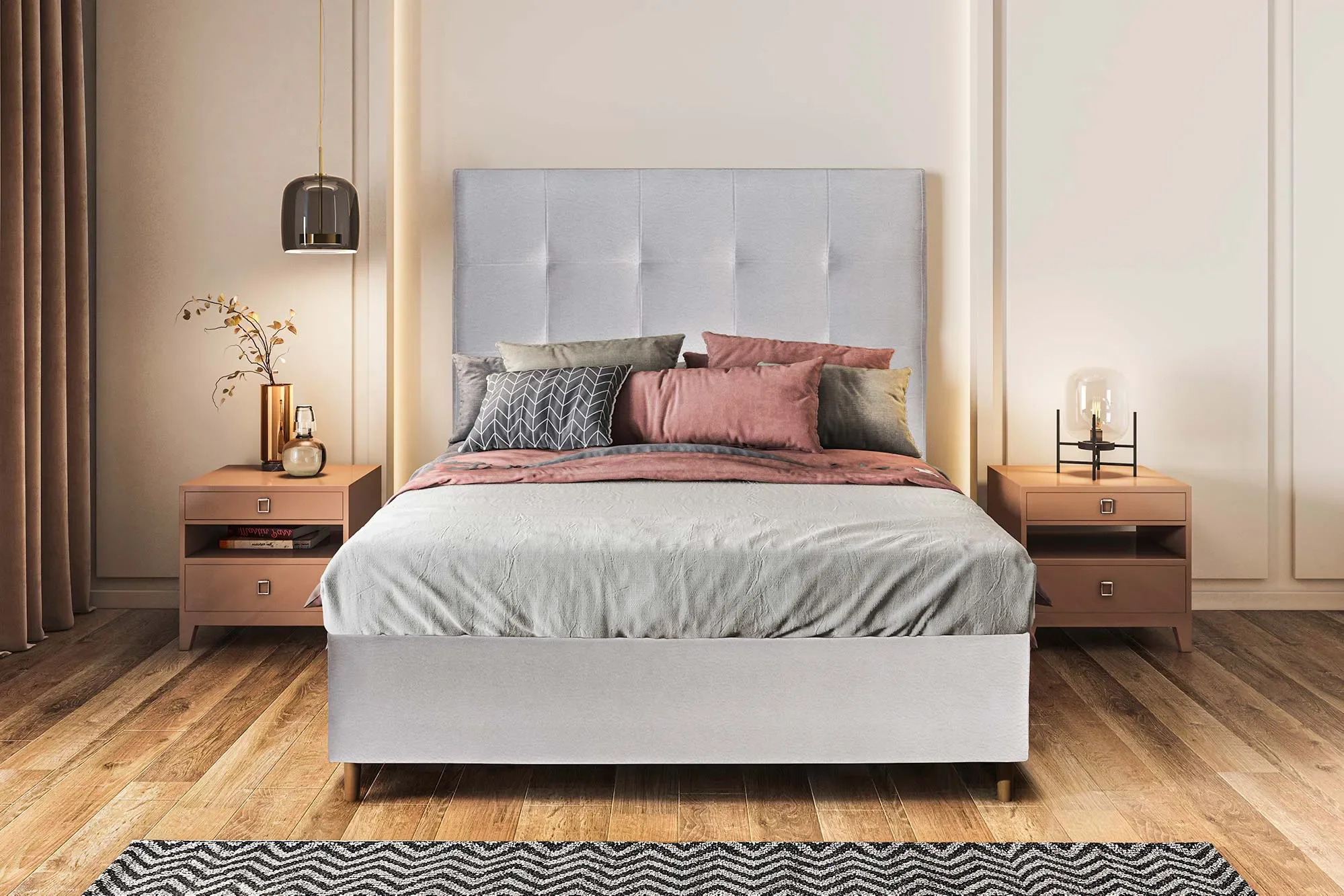 Conjunto Cama Box + Cabeceira Imperial Roma Solteiro 88x188x 38 cm - Móveis Digital - 1