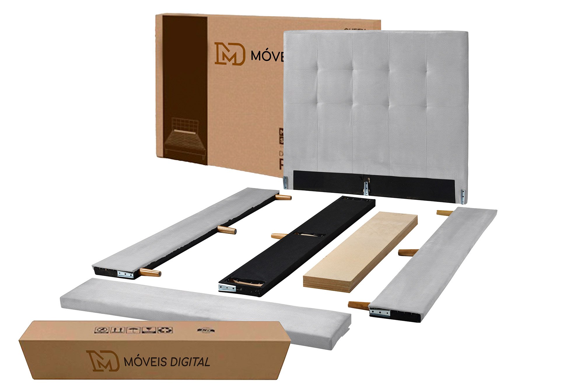 Conjunto Cama Box + Cabeceira Imperial Roma Solteiro 88x188x 38 cm - Móveis Digital - 5