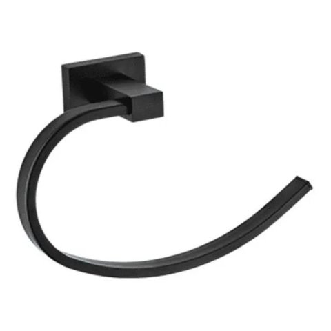 Porta Toalha Rosto Quadrado Metal Cromado B6960f Preta Fosco Luuk Young