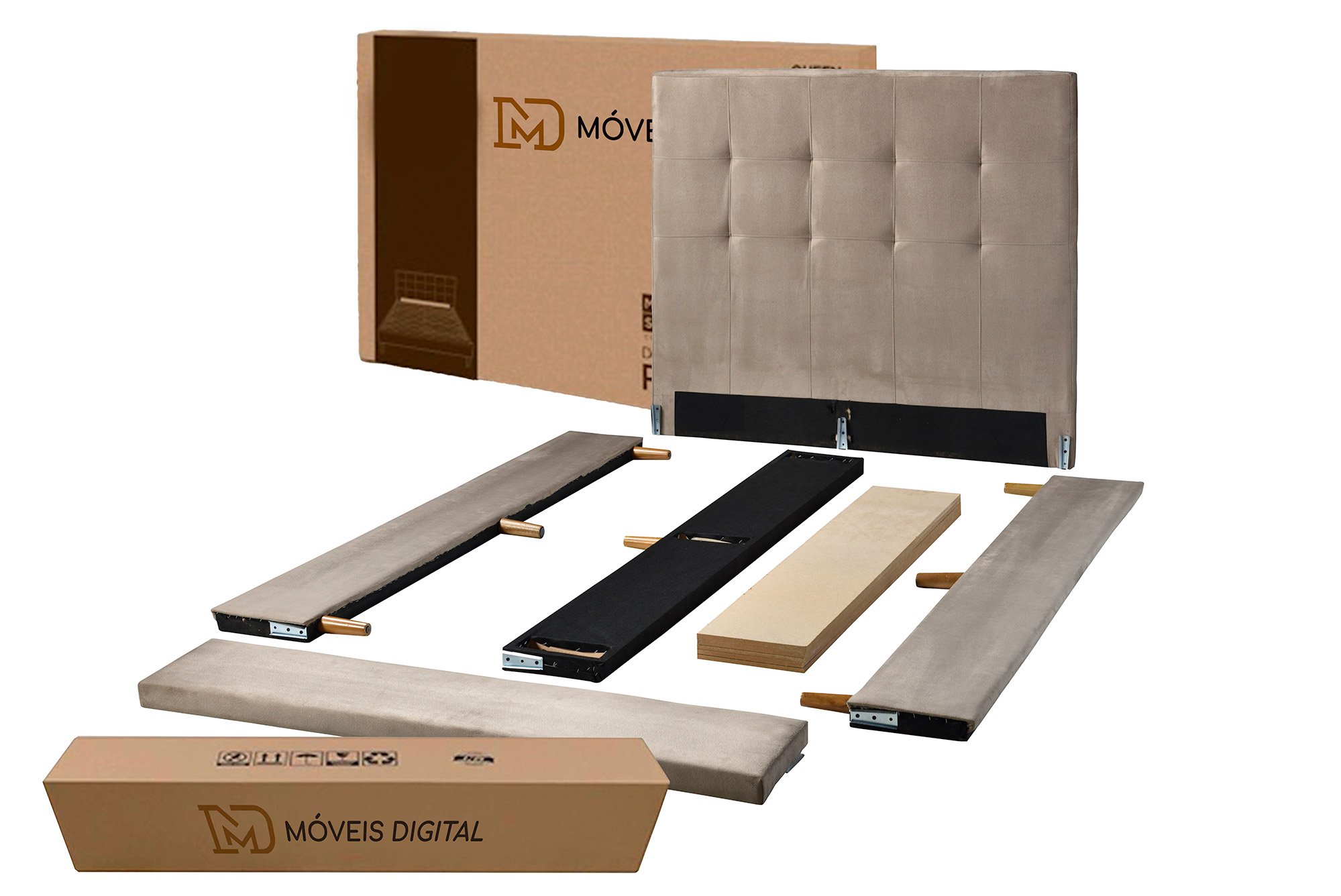 Conjunto Cama Box + Cabeceira Imperial Roma King 193x203x38 cm - Móveis Digital - 5