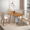 Ver imagem 1 de Mesa de Jantar Diane 120cm Tampo Mdf Laminado 4 Cadeiras Eloise Moderna Mobília