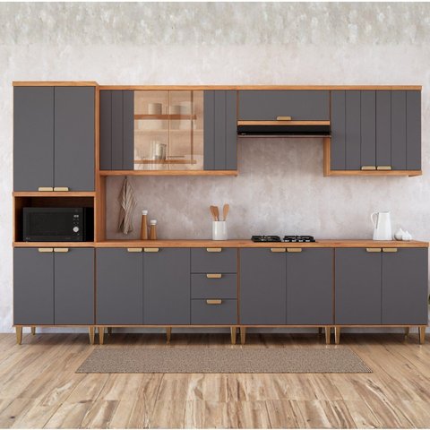 Cozinha Modulada 7 Peças em MDF Elena Cinamomo e Titanium