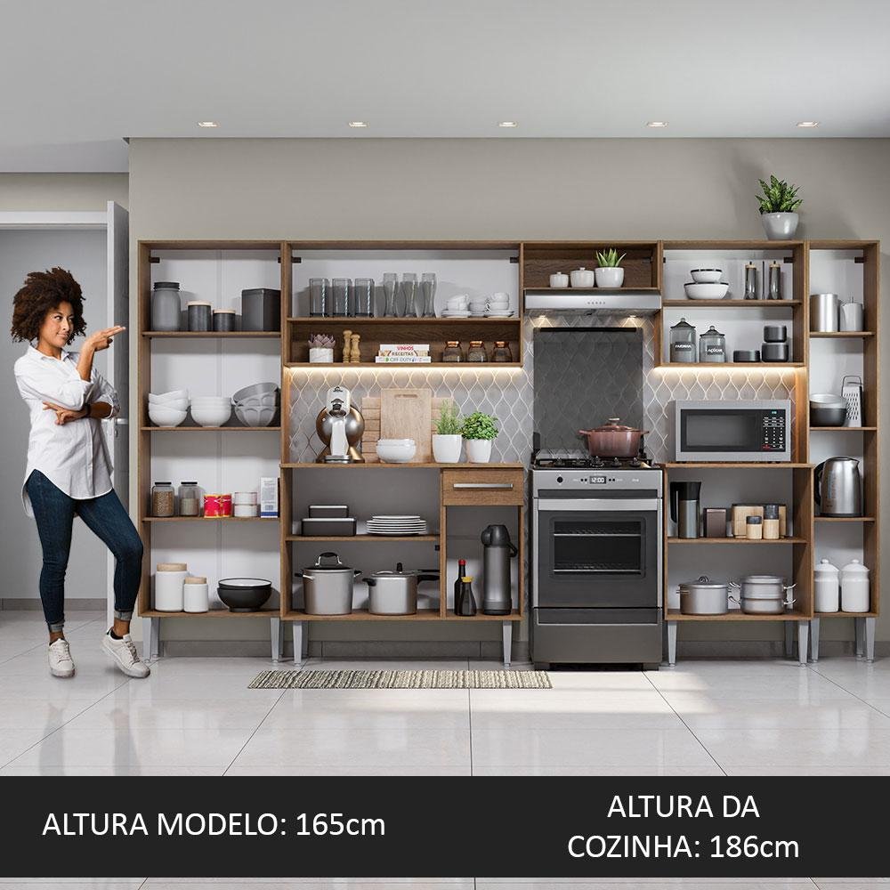 Armário de Cozinha Completa 325cm Rustic/Cinza Emilly Joy Madesa - 5