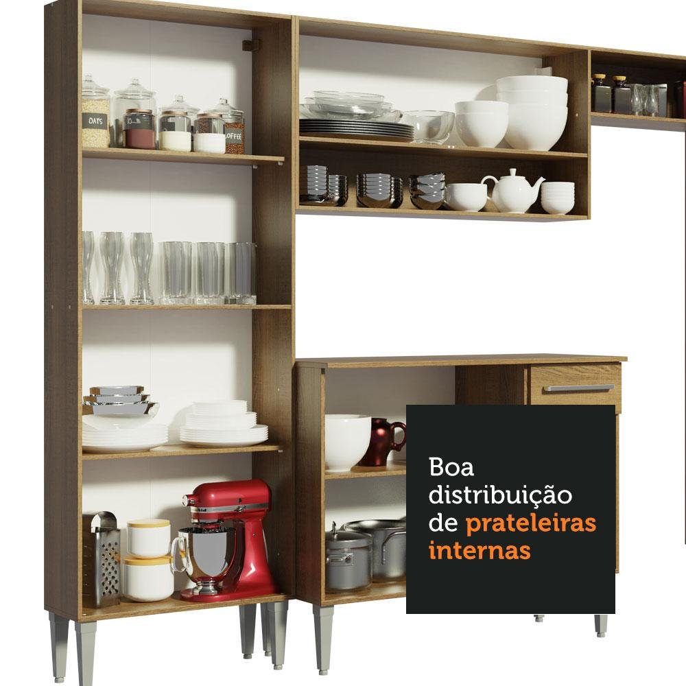 Armário de Cozinha Completa 325cm Rustic/Cinza Emilly Joy Madesa - 8