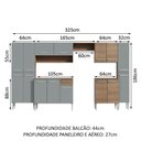 Ver imagem 4 de Armário de Cozinha Completa 325cm Rustic/Cinza Emilly Joy Madesa