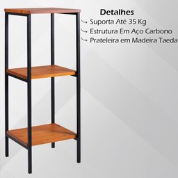 Estante Torre Aço Preto I13 Mell Madeira Taeda Dmobiliario Mell - 4 Estante Torre Aço Preto I13 Mell Madeira Taeda Dmobiliario Mell - 4