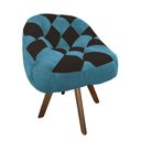 Ver imagem 2 de Poltrona Paloma Escritório Sala Giratória Madeira Suede Azul Turquesa e Suede Marrom - Dominic Decor