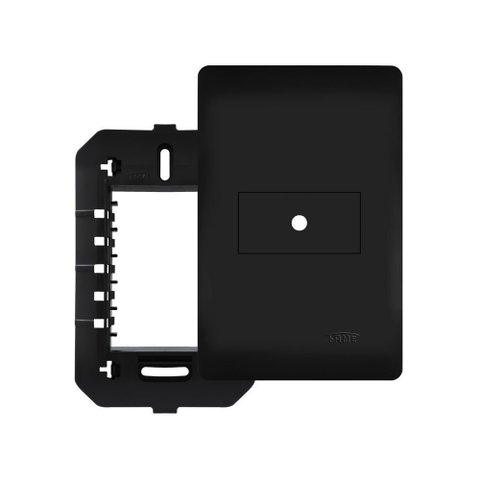 Placa Saída de Fio com Suporte Fame Habitat Black 4x2 Preto