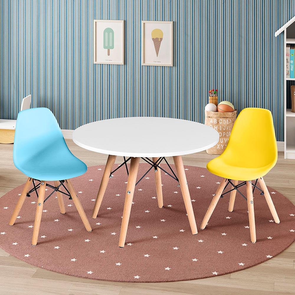 Conjunto Mesa Mini Square Infantil com 2 Cadeiras Effeil - Branco