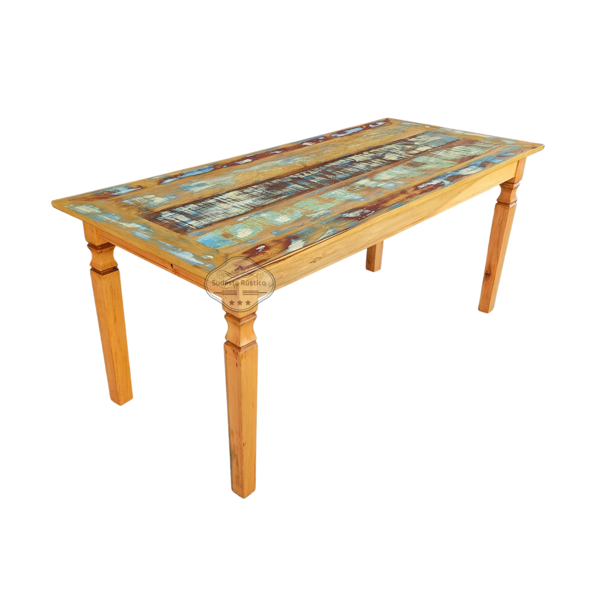 Mesa em madeira 200 x 90 com tinta pátina em demolição Sudeste Rústico - 3