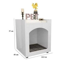 Mesa de Cabeceira e Cama Para Pet Cachorro/Gato com Almofada Branco Mo - 2