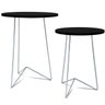 Jogo 2 Mesas de Canto Lateral Athenas Tripé Redonda - Prata/Preta - 1