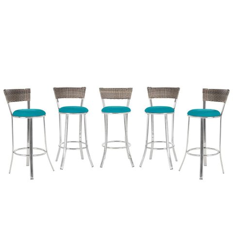 Banqueta Bistro para Bar, Cozinha, Balcão em Alumínio e Fibra Tc Zanutto 5 Unidades Capuccino
