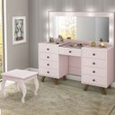Ver imagem 2 de Kit Penteadeira com Banqueta em Mdf 00808900x022034 Rose Lpa
