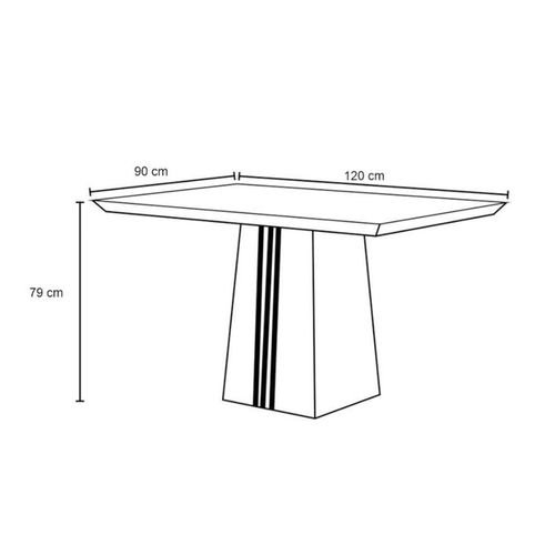 Mesa de Jantar Retangular Paris com Tampo de Madeira Chanfrado com Vidro de 4 Lugares 120x90 Trufa - 4