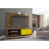 Conjunto Rack Onix com Painel para TV Sala Chanel Madeira Rustica/Amarelo - 1