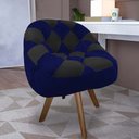 Ver imagem 1 de Poltrona Paloma Escritório Sala Giratória Madeira Suede Azul Marinho e Suede Preto - Dominic Decor
