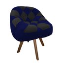 Ver imagem 2 de Poltrona Paloma Escritório Sala Giratória Madeira Suede Azul Marinho e Suede Preto - Dominic Decor