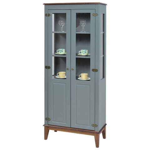 Cristaleira Laura 2 Portas Cor Cinza com Amendoa 180 Cm - 63355