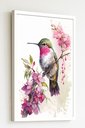 Ver imagem 2 de Quadro Decorativo Beija Flor Flores Rosa - 70x50cm:moldura Preta