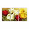 Quadro Canvas Pintura Rosas e Flores Coloridas 125x65cm - 1