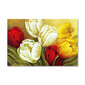 Quadro Canvas Pintura Rosas e Flores Coloridas 40x60cm