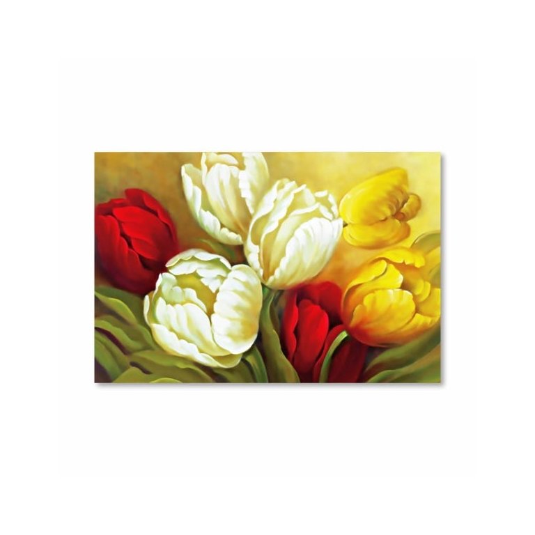 Quadro Canvas Pintura Rosas e Flores Coloridas 40x60cm