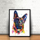 Ver imagem 2 de Quadro Cachorro Tinta Colorida Moldura Preta 30x40cm