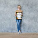 Ver imagem 2 de Quadro Pattern Estudante Escola Livros com Moldura 30x40cm