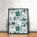 Ver imagem 1 de Quadro Pattern Estudante Escola Livros com Moldura 30x40cm