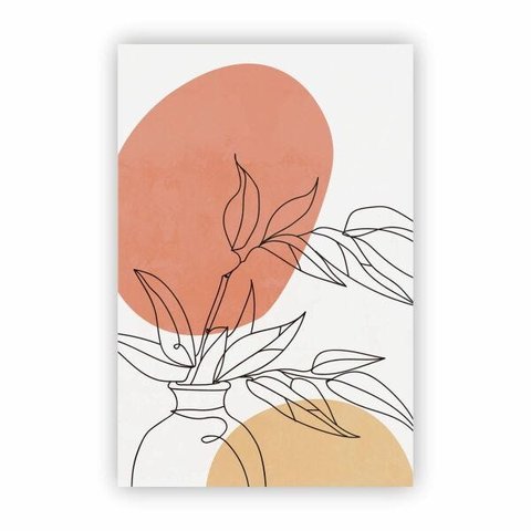 Quadro Canvas Desenho de Vaso com Planta Minimalista 30x40cm