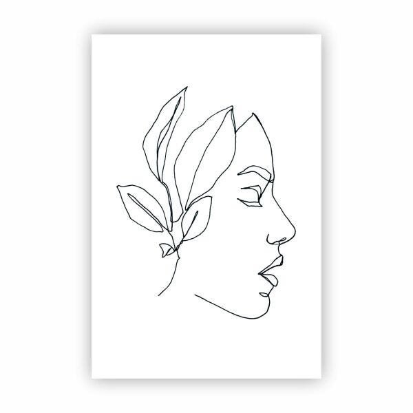 Quadro Canvas Desenho de Mulher Line Art Minimalista 30x40cm