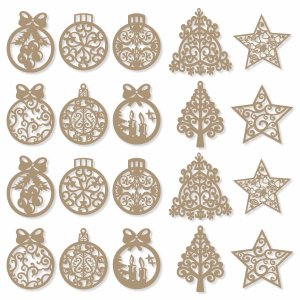 Kit 20un Enfeites Natal em Mdf 3mm