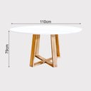 Ver imagem 3 de Mesa Jantar Eames Eiffel Redonda 110cm Premium Lívia Base Madeira Maciça - Branca