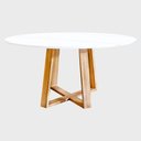 Ver imagem 2 de Mesa Jantar Eames Eiffel Redonda 110cm Premium Lívia Base Madeira Maciça - Branca