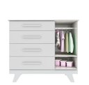 Ver imagem 2 de Cômoda 1 Porta 4 Gavetas Retrô - Moveis Peroba Branco Brilho
