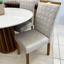 Ver mais imagens de Conjunto Mesa de Jantar Redonda Mdf + 4 Cadeiras em Madeira Cor:off White com Freijó