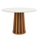 Ver imagem 4 de Conjunto Mesa de Jantar Redonda Mdf + 4 Cadeiras em Madeira Cor:off White com Freijó