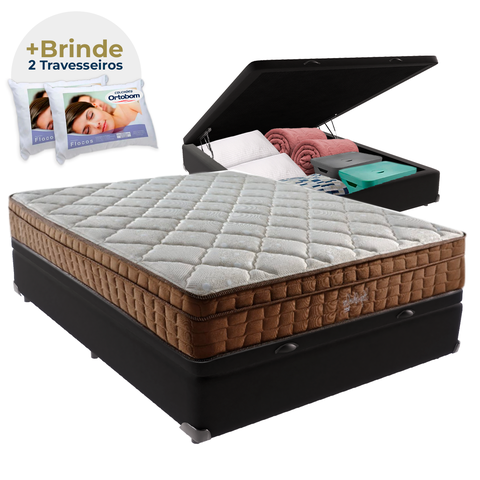 Cama Box Baú Casal e Colchão Ortopédico Anjos Star