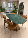 Ver imagem 1 de Mesa de Jantar Orgânica Essenza 140x90cm – Verde Guatemala com Base Freijó