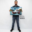 Ver imagem 2 de Quadro Decorativo os Barcos em tela Canvas TACOLADO PAPEL DE PAREDE Moldura Flutuante 4,5cm Freijó 6