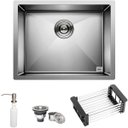 Ver imagem 1 de Cuba Quadrada Inox 304 Cozinha Pia Embutir Sobrepor Gourmet 50x40 Premium com Acessórios