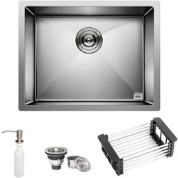 Cuba Quadrada Inox 304 Cozinha Pia Embutir Sobrepor Gourmet 50x40 Premium com Acessórios - 1