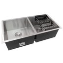 Ver imagem 2 de Cuba Dupla Quadrada Inox 304 Cozinha Pia Embutir Sobrepor Gourmet 8040 Premium com Lixeira de Embuti
