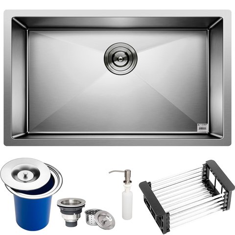 Cuba Quadrada Inox 304 Cozinha Pia Embutir Sobrepor Gourmet 60x40 Premium com Lixeira de Embutir 5l