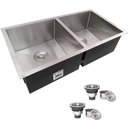Ver imagem 2 de Cuba Dupla Quadrada Inox 304 Cozinha Pia Embutir Sobrepor Gourmet 8040 Premium com Válvula