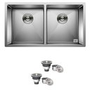Ver imagem 1 de Cuba Dupla Quadrada Inox 304 Cozinha Pia Embutir Sobrepor Gourmet 8040 Premium com Válvula