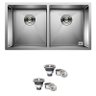 Cuba Dupla Quadrada Inox 304 Cozinha Pia Embutir Sobrepor Gourmet 8040 Premium com Válvula - 1