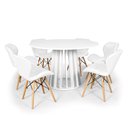 Ver imagem 1 de Conjunto Mesa de Jantar Redonda Talia Branca 120cm com 6 Cadeiras Eiffel Slim - Branco